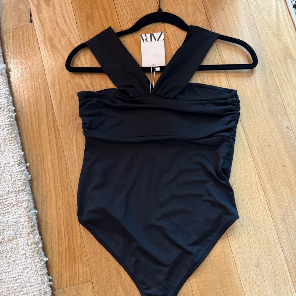 Zara Black Halter Bodysuit